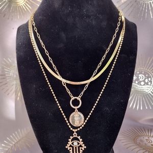 Hamsa evil eye charm necklace